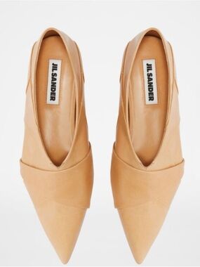 Jil Sander Pointed-Toe Leather Ballerinas